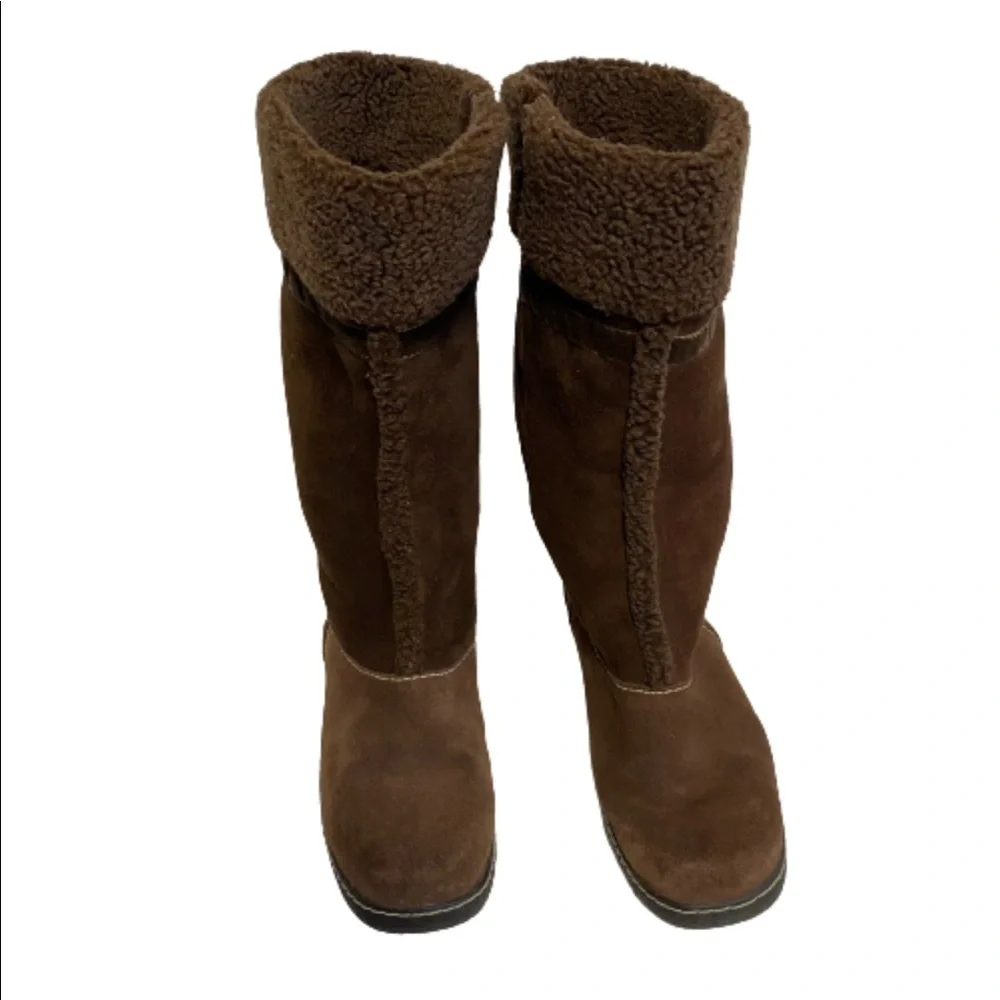 Lands End Women’s Brown Suede Sherpa Lined Boots  Sherpa Size 7D